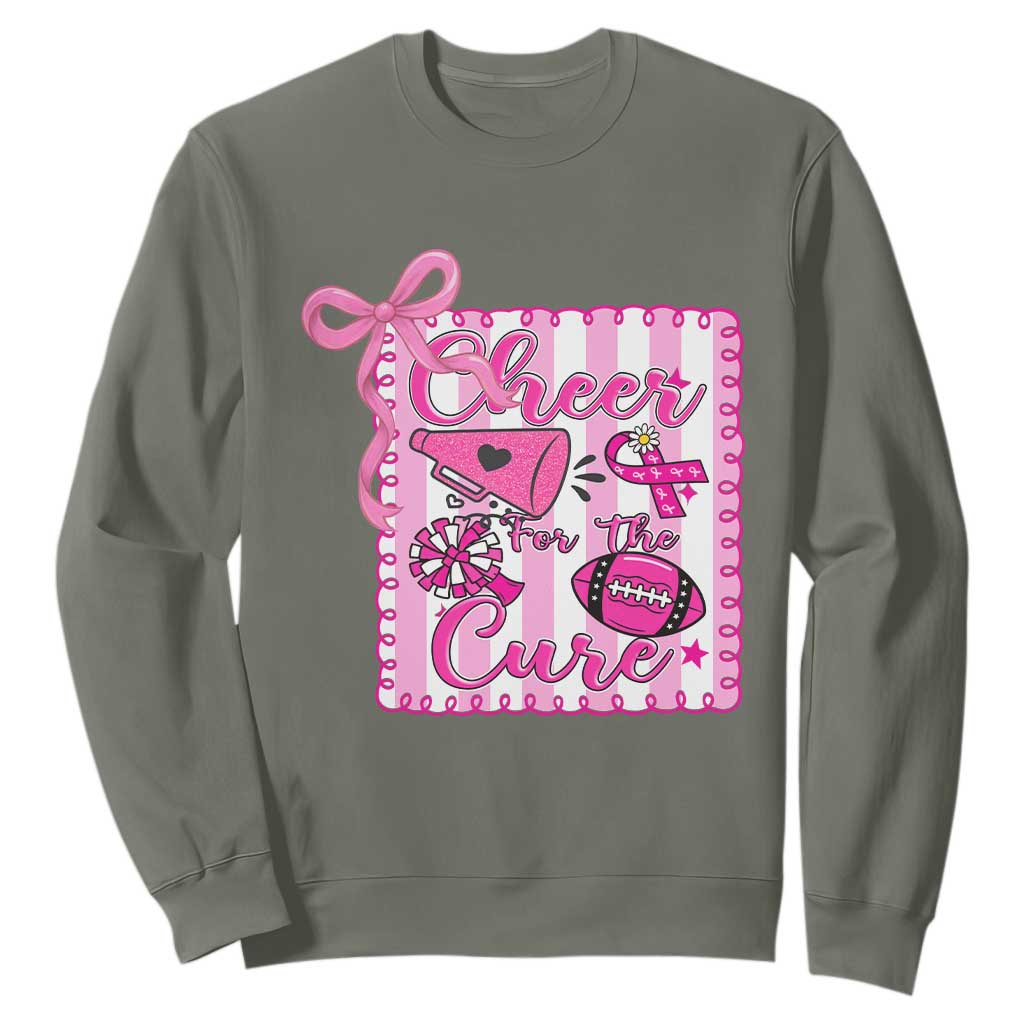 Cheer For The Cure Sweatshirt Breast Cancer Awareness Football Gift TS12 Military Green Print Your Wear