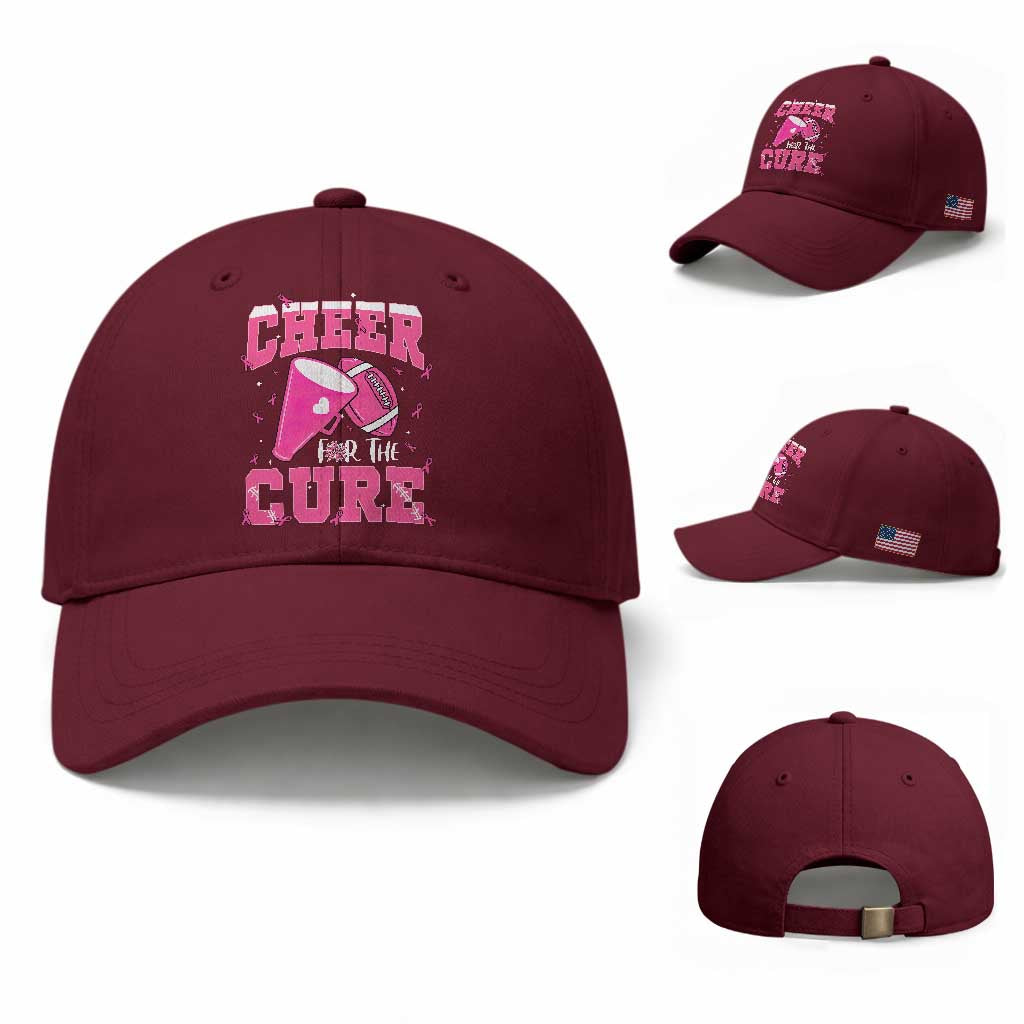 Breast Cancer Awareness Baseball Cap Funny Cheer For The Cure Gift TS12 Baseball Cap Universal Fit Maroon Print Your Wear