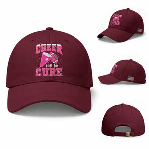 Breast Cancer Awareness Baseball Cap Funny Cheer For The Cure Gift TS12 Baseball Cap Universal Fit Maroon Print Your Wear