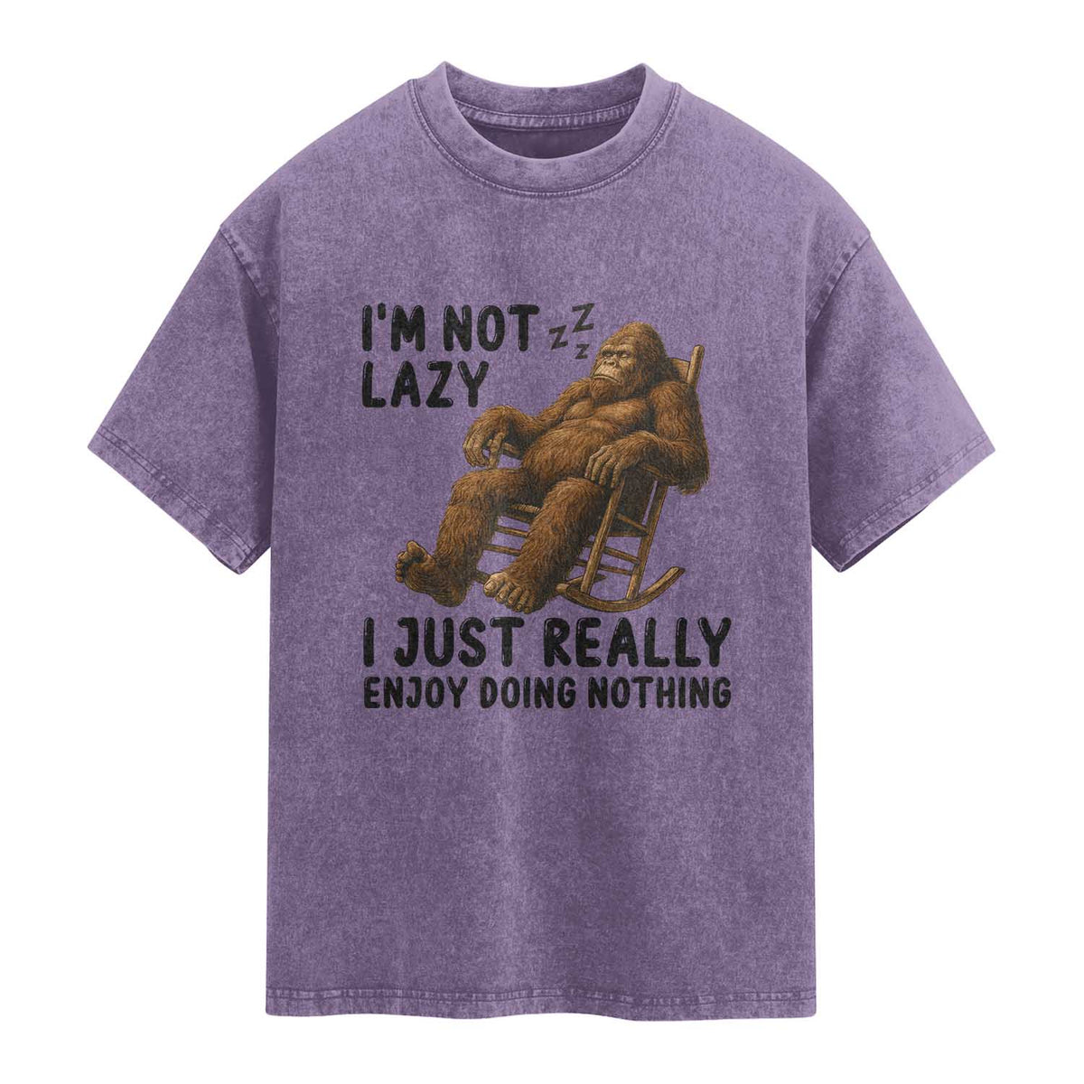 Funny Bigfoot Washed Cotton T-Shirt I Am Not Lazy I Just Really Enjoy Doing Nothing