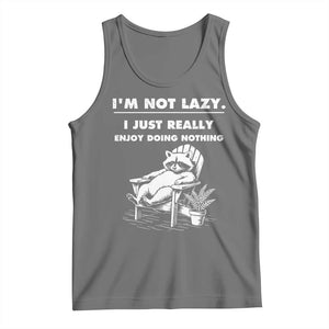 Lazy Raccoon Tank Top Funny I Am Not Lazy I Just Really Enjoy Doing Nothing TS12 Black Heather Print Your Wear