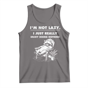 Lazy Raccoon Tank Top Funny I Am Not Lazy I Just Really Enjoy Doing Nothing TS12 Deep Heather Print Your Wear