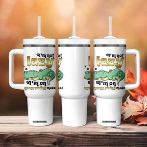 Funny Dinosaur Lover Tumbler With Handle I Am Not Lazy I Am On Energy Saving Mode TS12 Print Your Wear