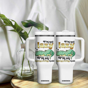 Funny Dinosaur Lover Tumbler With Handle I Am Not Lazy I Am On Energy Saving Mode TS12 Print Your Wear