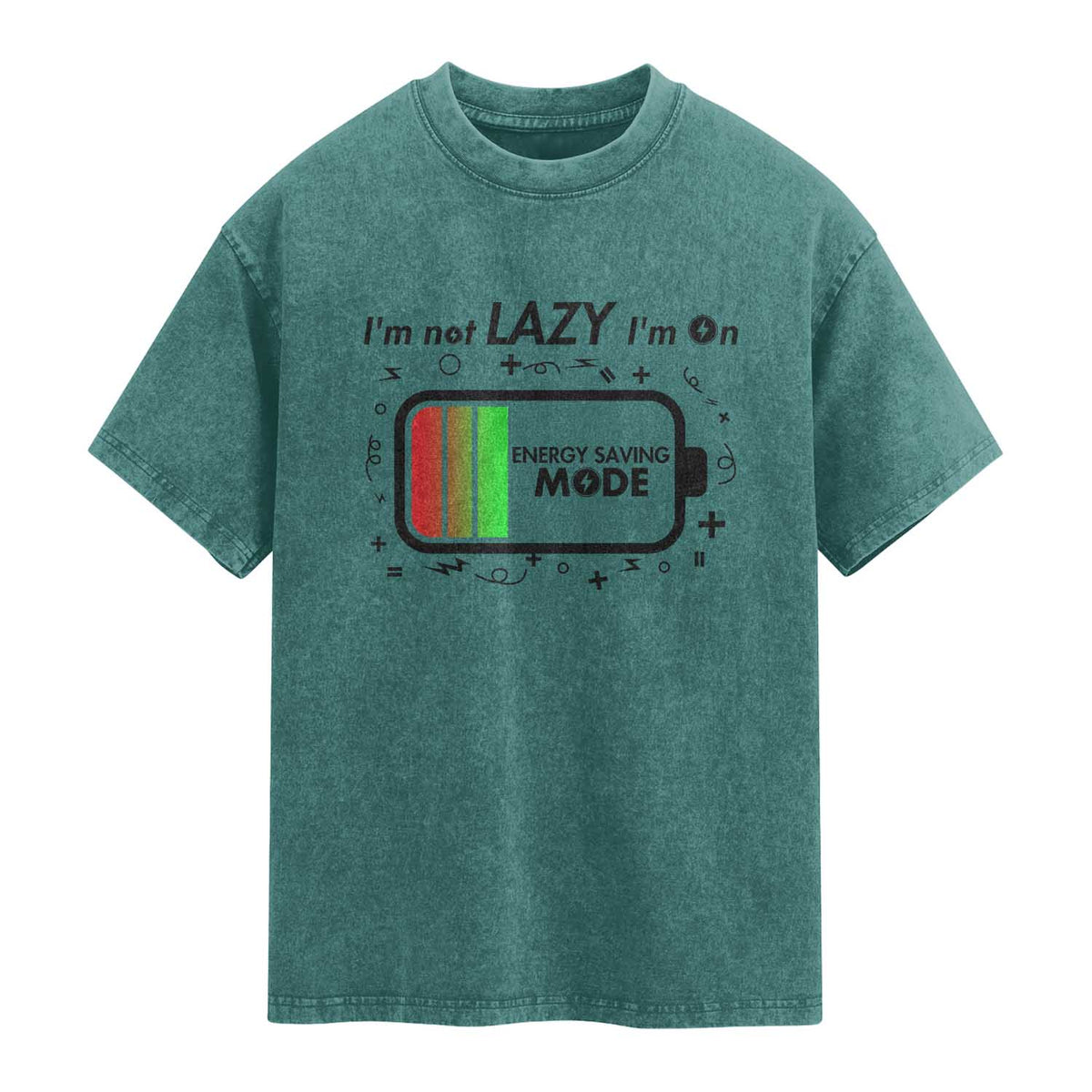 Funny Sarcastic Saying Washed Cotton T-Shirt I Am On Energy Saving Mode