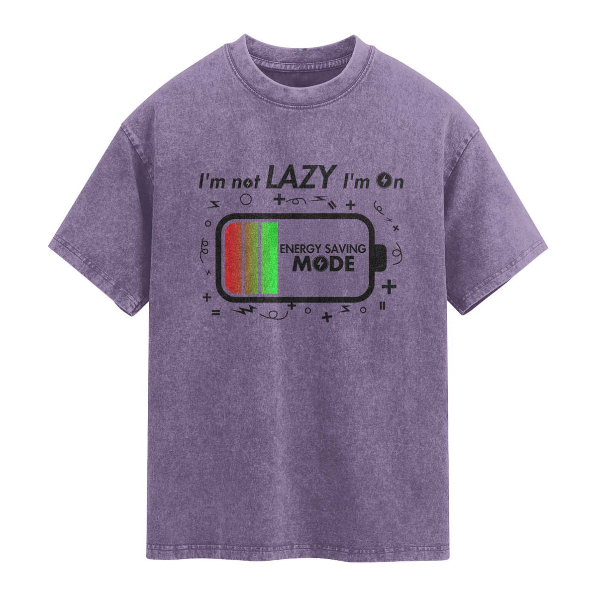 Funny Sarcastic Saying Washed Cotton T-Shirt I Am On Energy Saving Mode