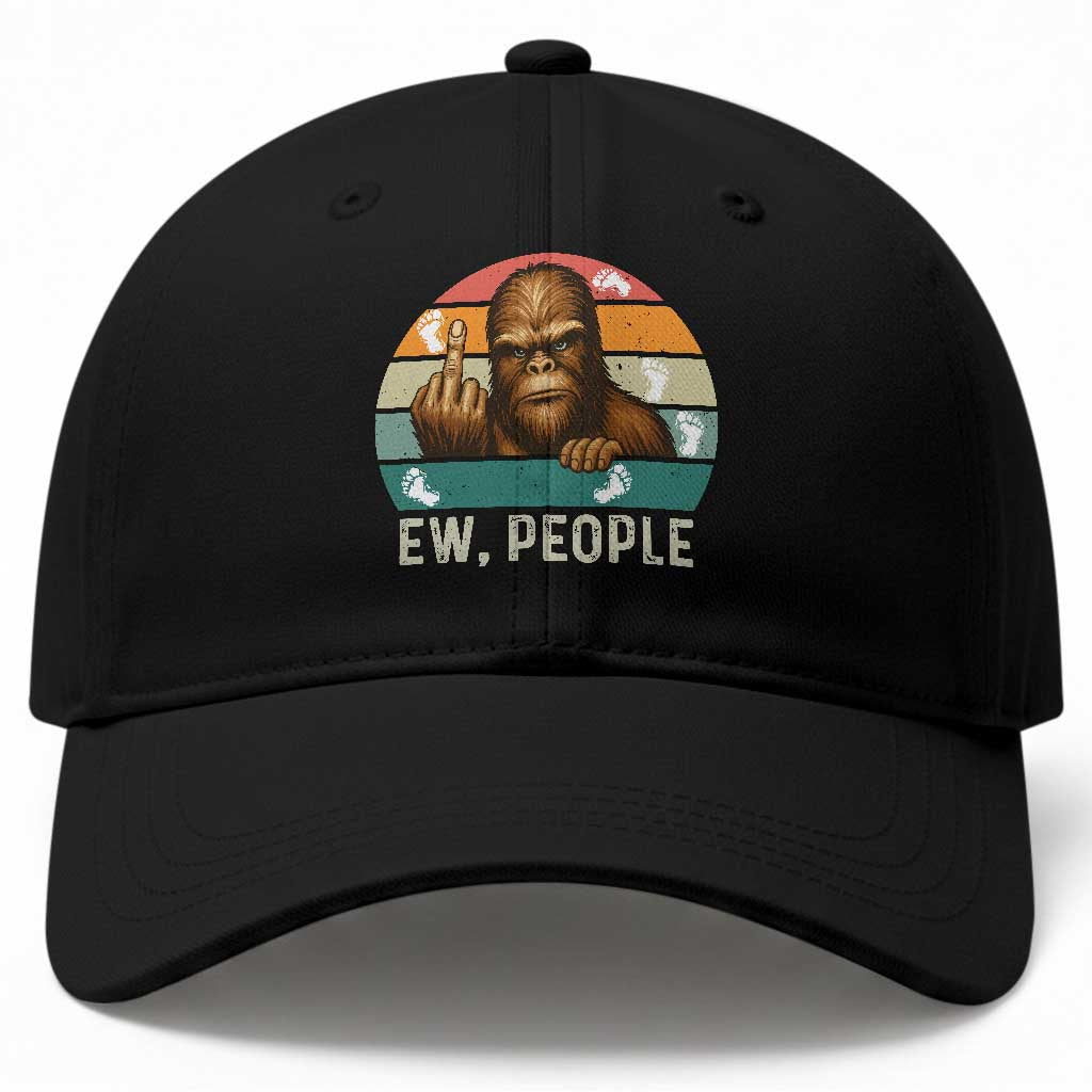 Bigfoot Lover Baseball Cap Funny Ew People Retro Sunset Design TS12 Print Your Wear