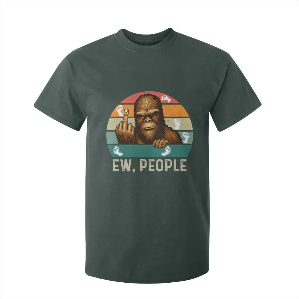 Bigfoot Lover T Shirt For Kid Funny Ew People Retro Sunset Design TS12 Dark Forest Green Print Your Wear