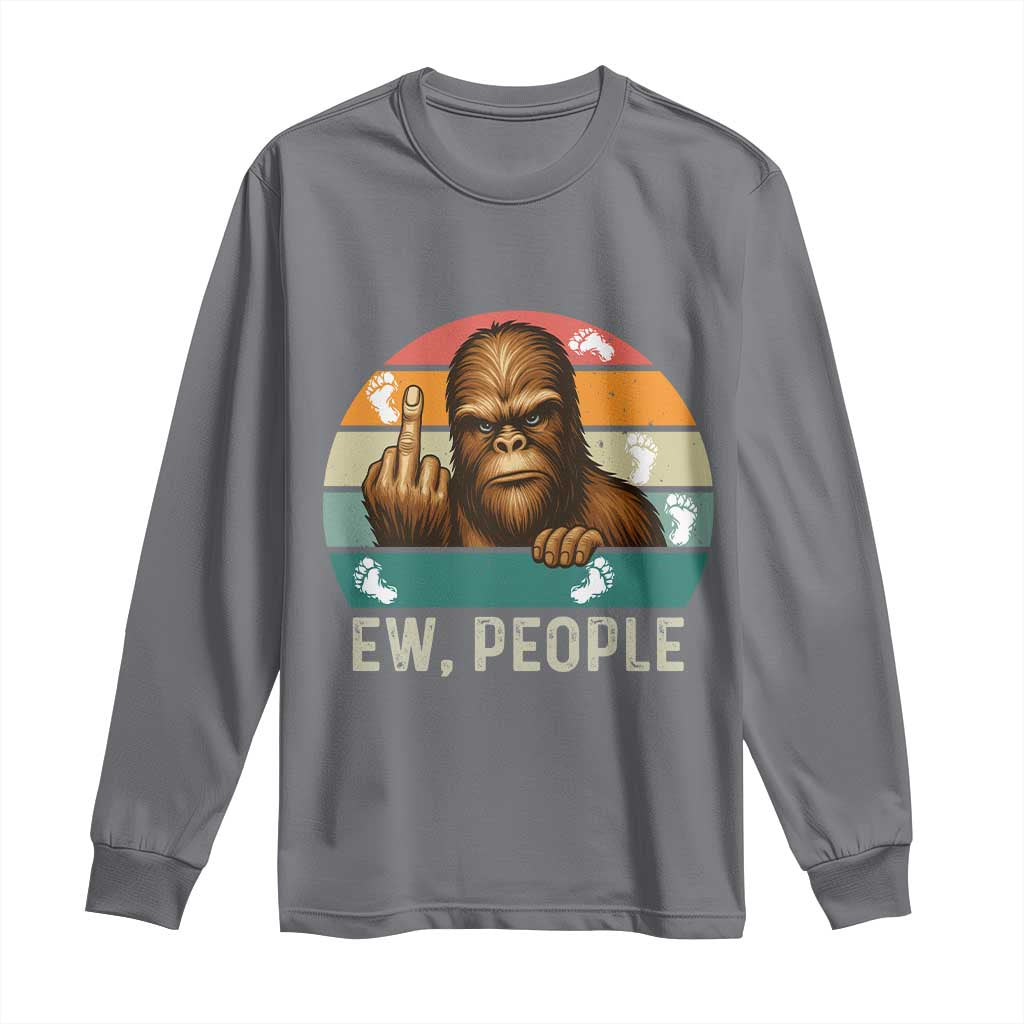 Bigfoot Lover Long Sleeve Shirt Funny Ew People Retro Sunset Design TS12 Charcoal Print Your Wear