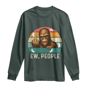 Bigfoot Lover Long Sleeve Shirt Funny Ew People Retro Sunset Design TS12 Dark Forest Green Print Your Wear