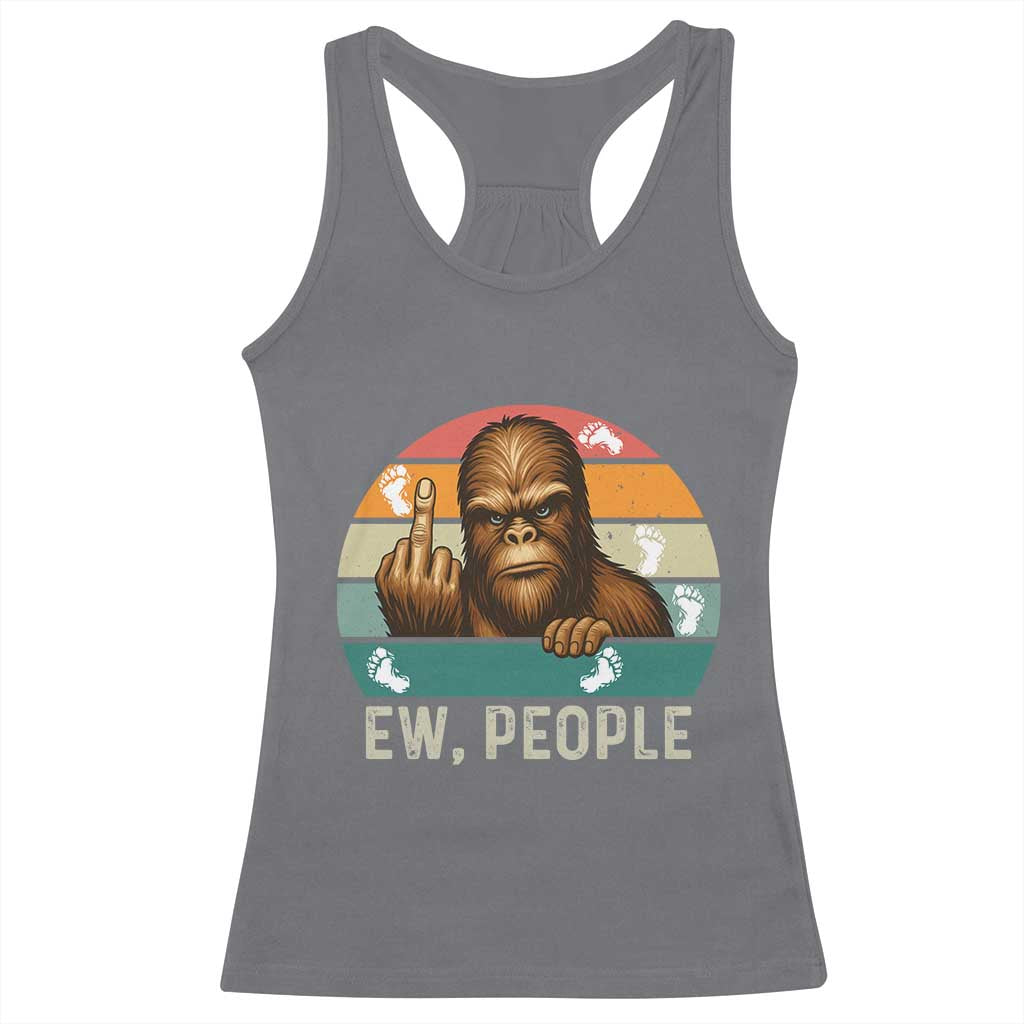 Bigfoot Lover Racerback Tank Top Funny Ew People Retro Sunset Design TS12 Charcoal Print Your Wear