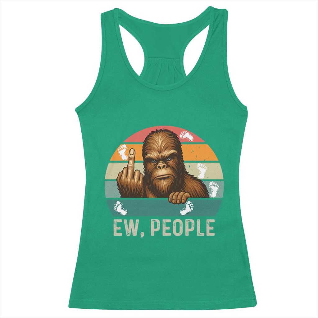 Bigfoot Lover Racerback Tank Top Funny Ew People Retro Sunset Design TS12 Irish Green Print Your Wear