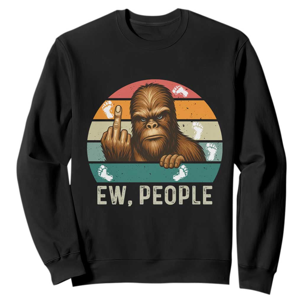 Bigfoot Lover Sweatshirt Funny Ew People Retro Sunset Design TS12 Black Print Your Wear