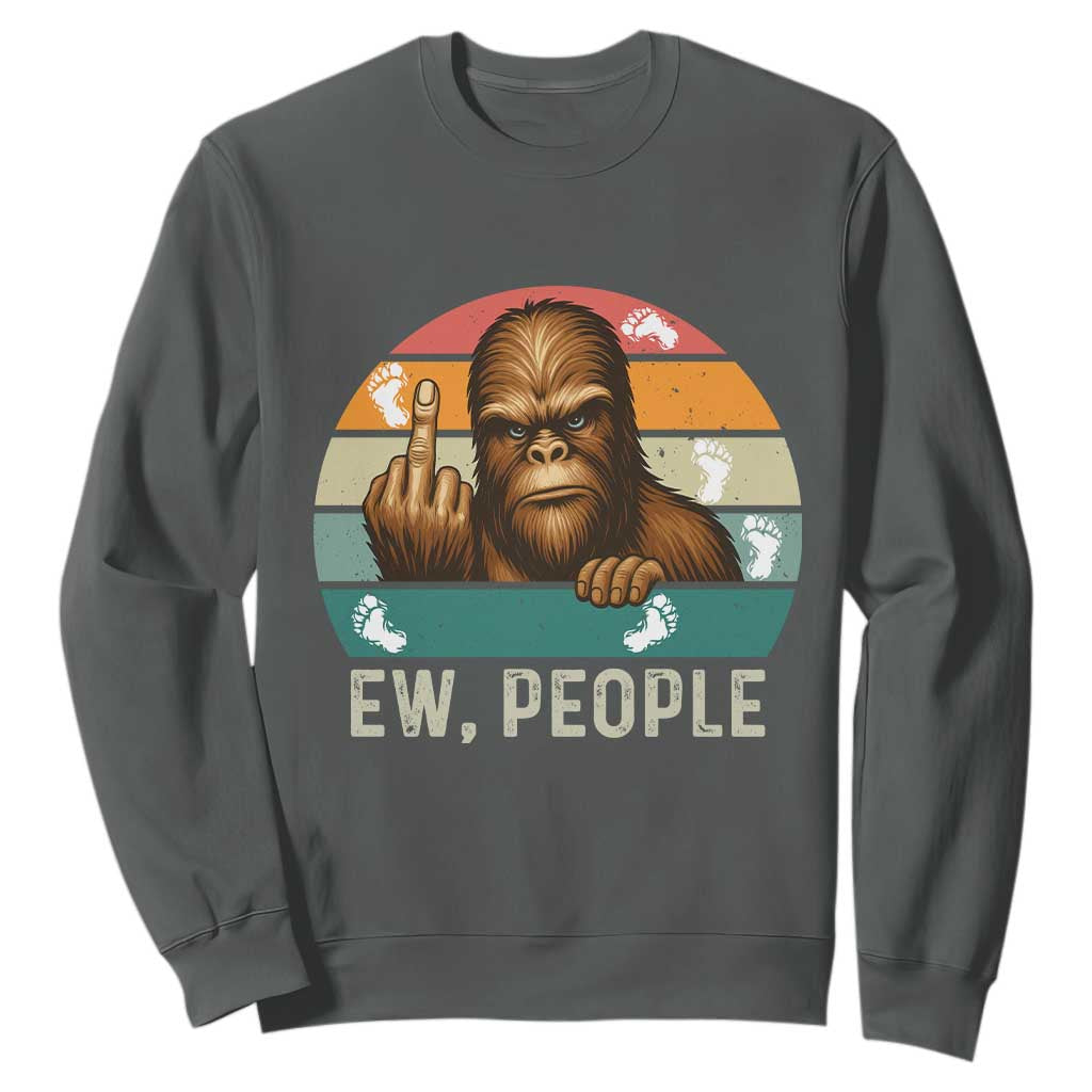 Bigfoot Lover Sweatshirt Funny Ew People Retro Sunset Design TS12 Dark Heather Print Your Wear