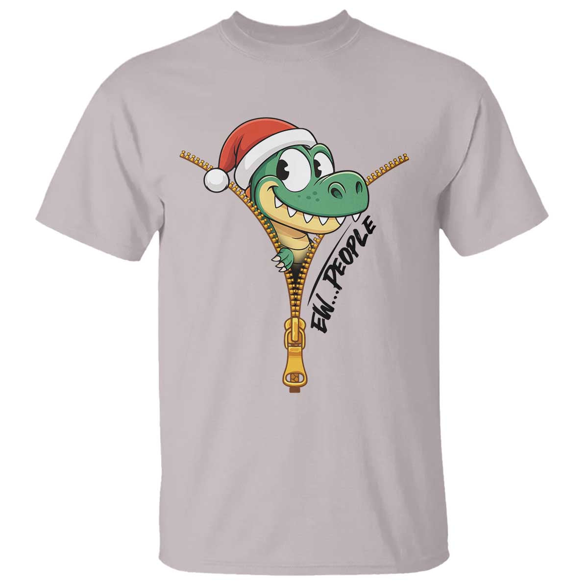 Funny Christmas Dinosaur T Shirt Ew People Xmas Gift TS12 Ice Gray Print Your Wear