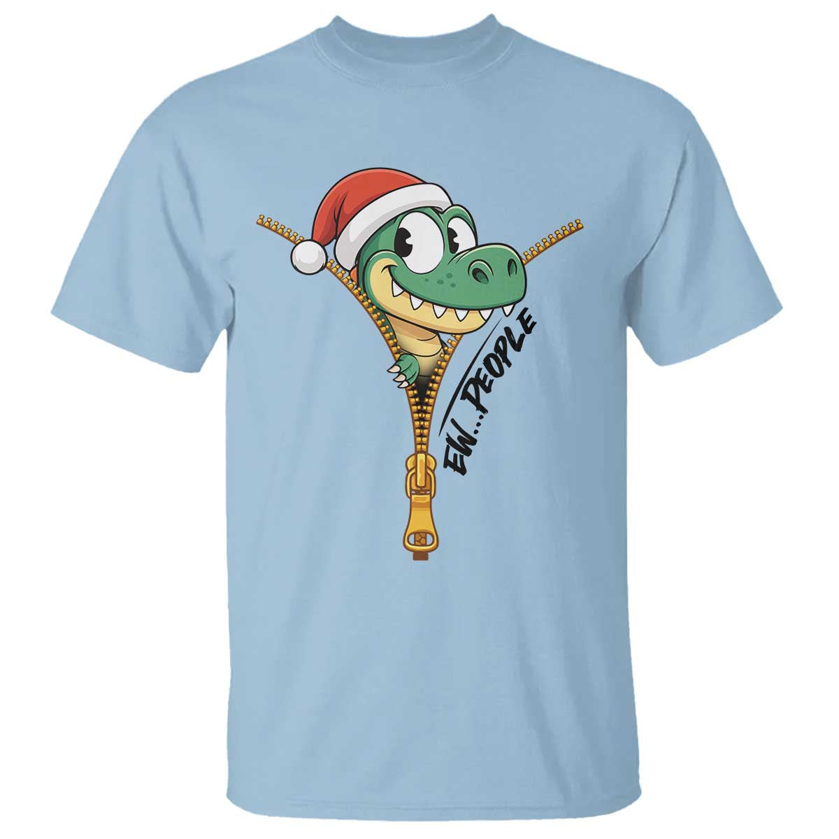 Funny Christmas Dinosaur T Shirt Ew People Xmas Gift TS12 Light Blue Print Your Wear
