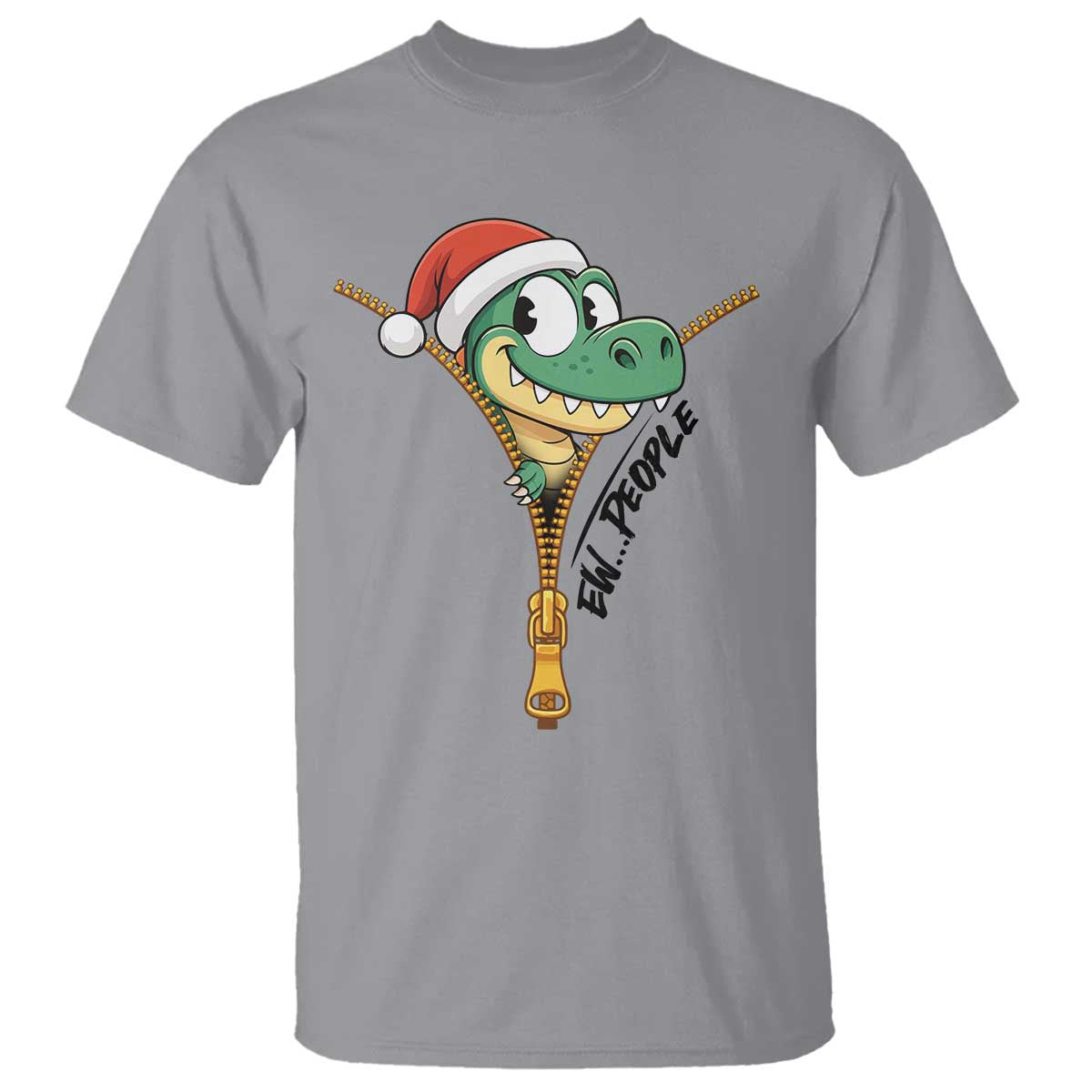 Funny Christmas Dinosaur T Shirt Ew People Xmas Gift TS12 Sport Gray Print Your Wear