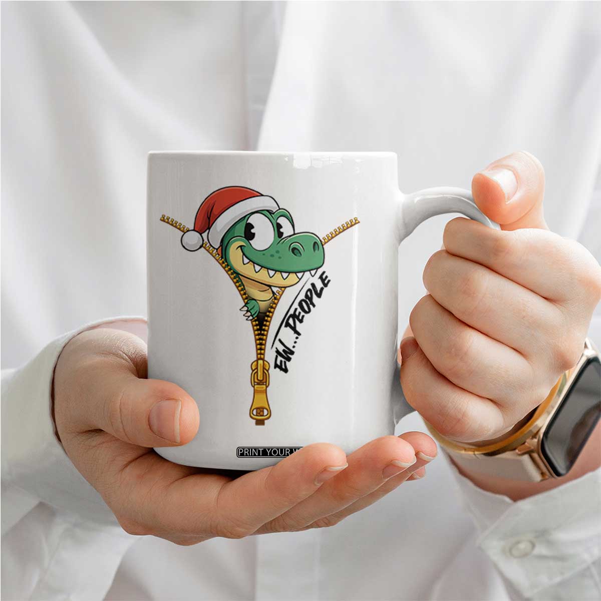 Funny Christmas Dinosaur Coffee Mug Ew People Xmas Gift TS12 Print Your Wear