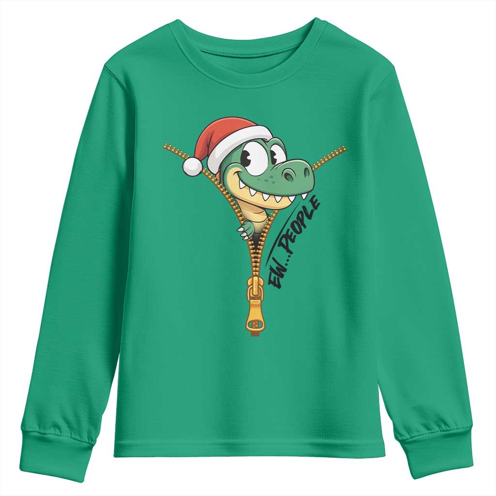 Funny Christmas Dinosaur Youth Sweatshirt Ew People Xmas Gift TS12 Irish Green Print Your Wear