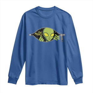 Funny Alien Long Sleeve Shirt Ew People Hater Quote TS12 Royal Blue Print Your Wear