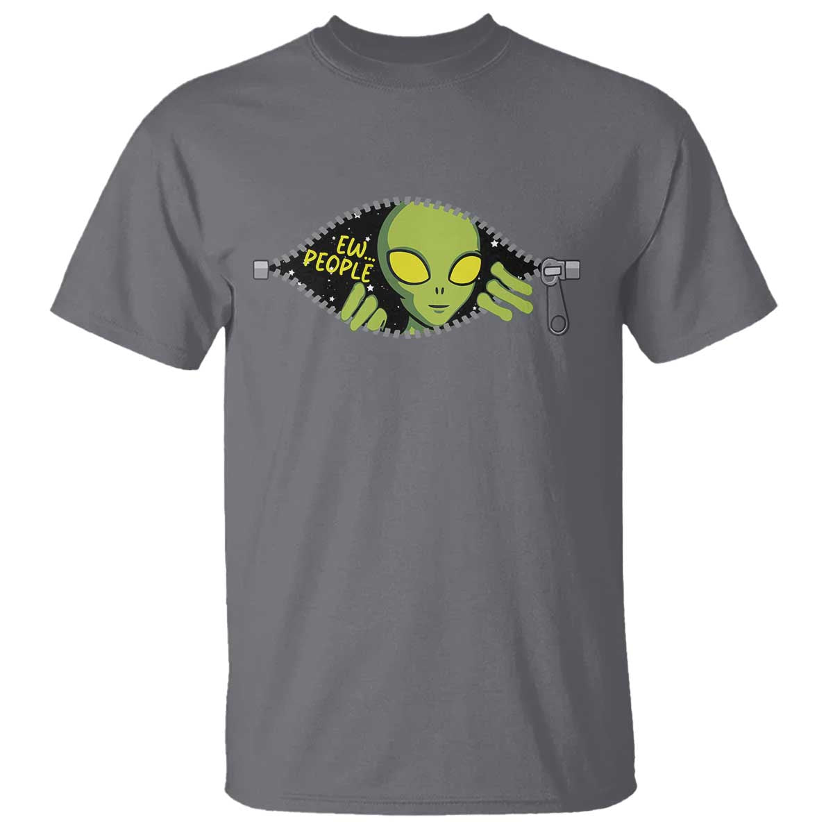 Funny Alien T Shirt Ew People Hater Quote TS12 Charcoal Print Your Wear