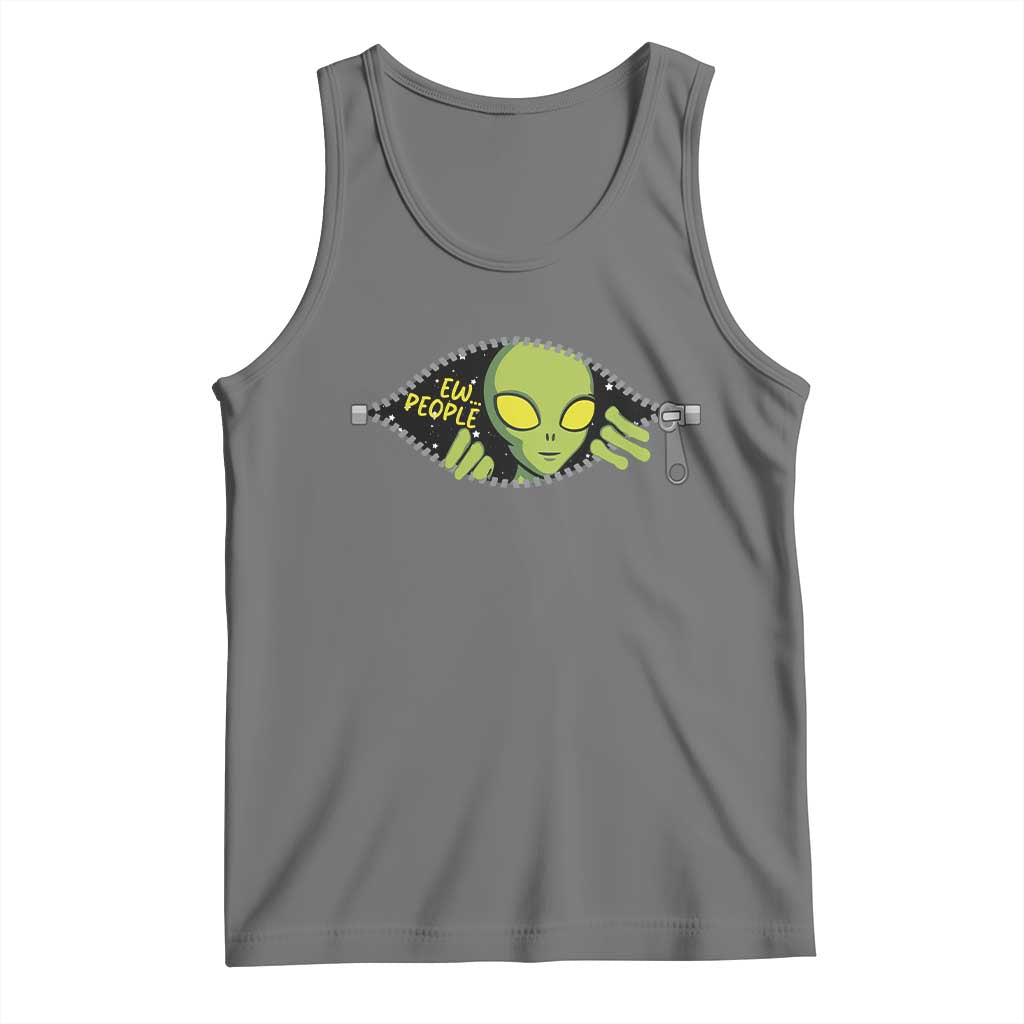 Funny Alien Tank Top Ew People Hater Quote TS12 Black Heather Print Your Wear