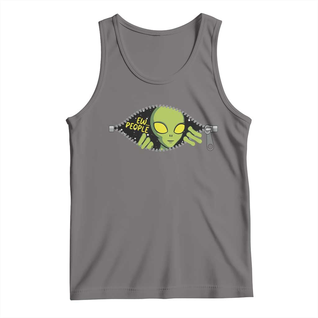 Funny Alien Tank Top Ew People Hater Quote TS12 Deep Heather Print Your Wear