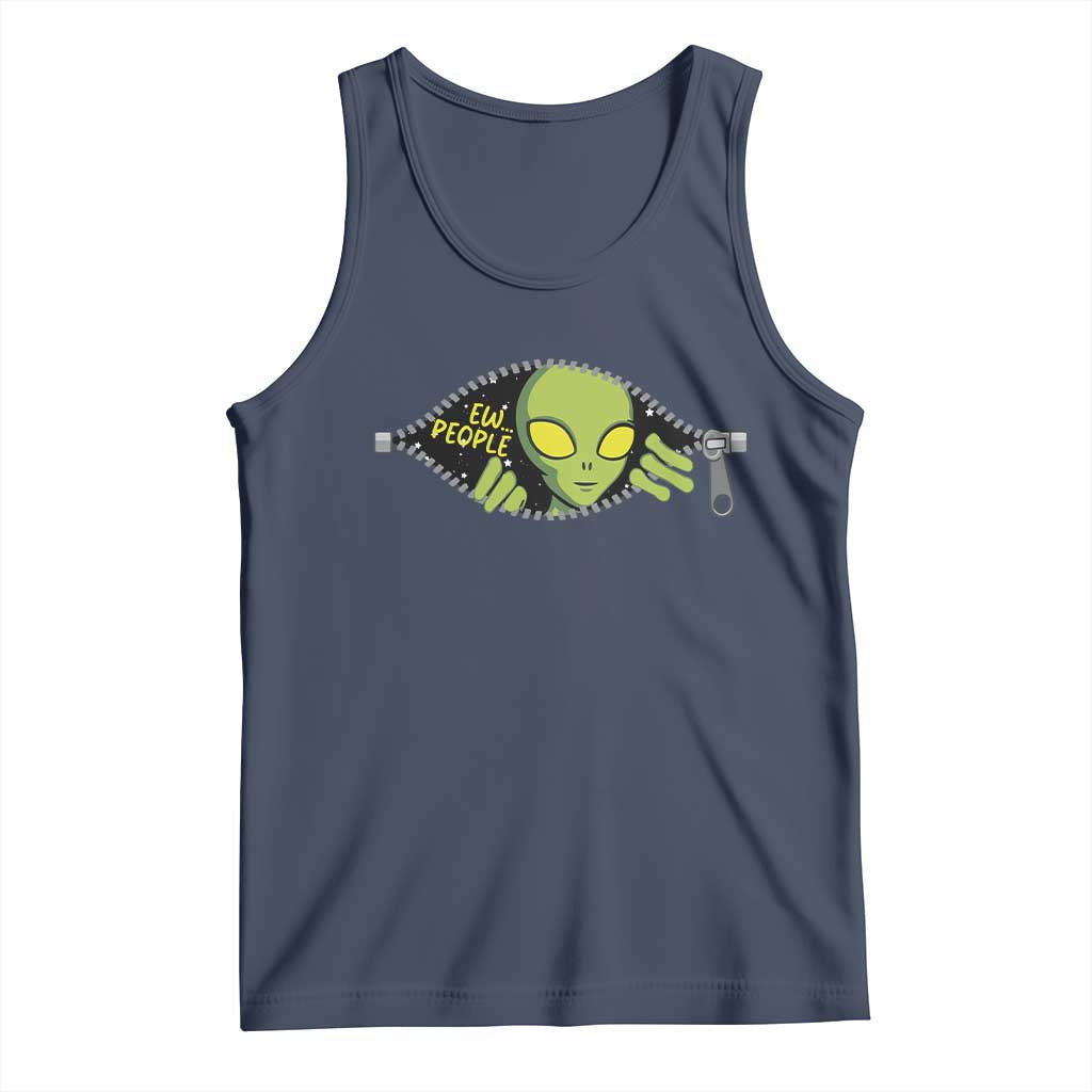 Funny Alien Tank Top Ew People Hater Quote TS12 Navy Print Your Wear