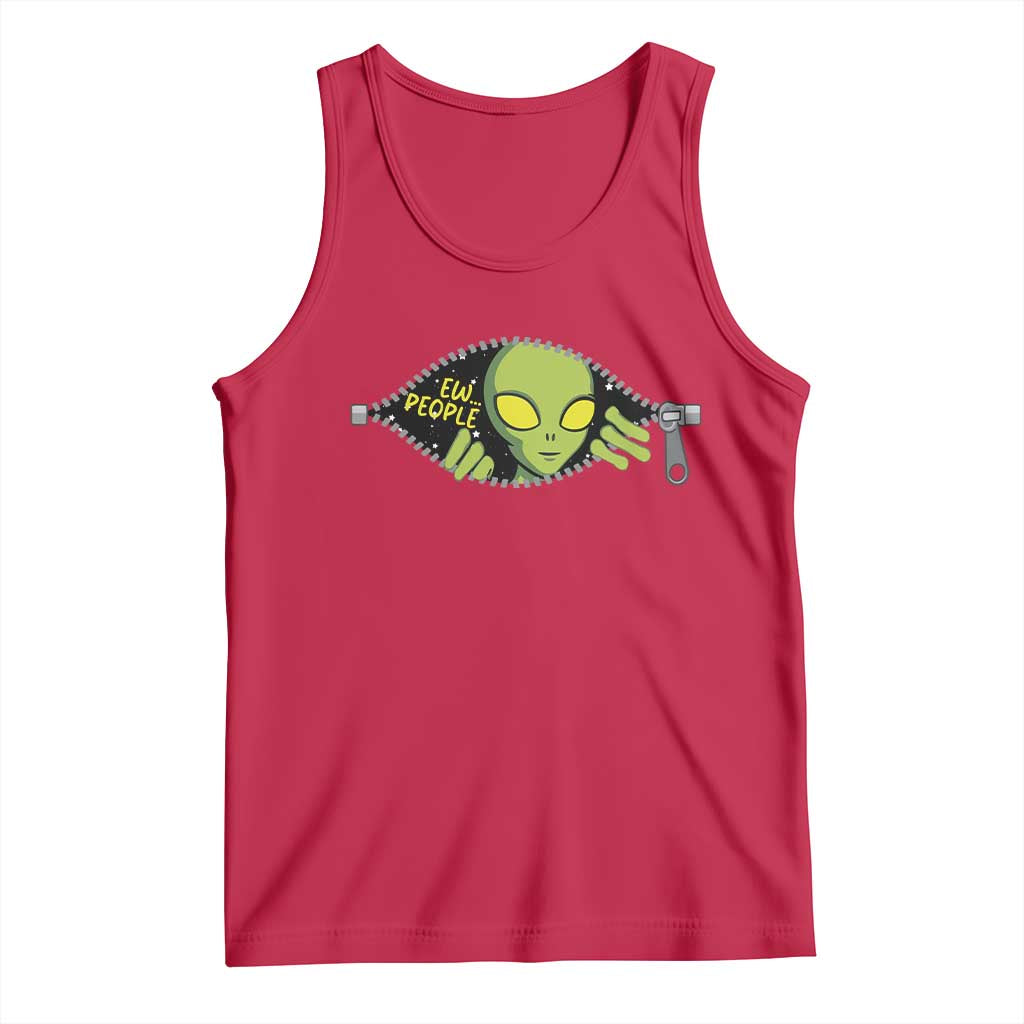Funny Alien Tank Top Ew People Hater Quote TS12 Red Print Your Wear
