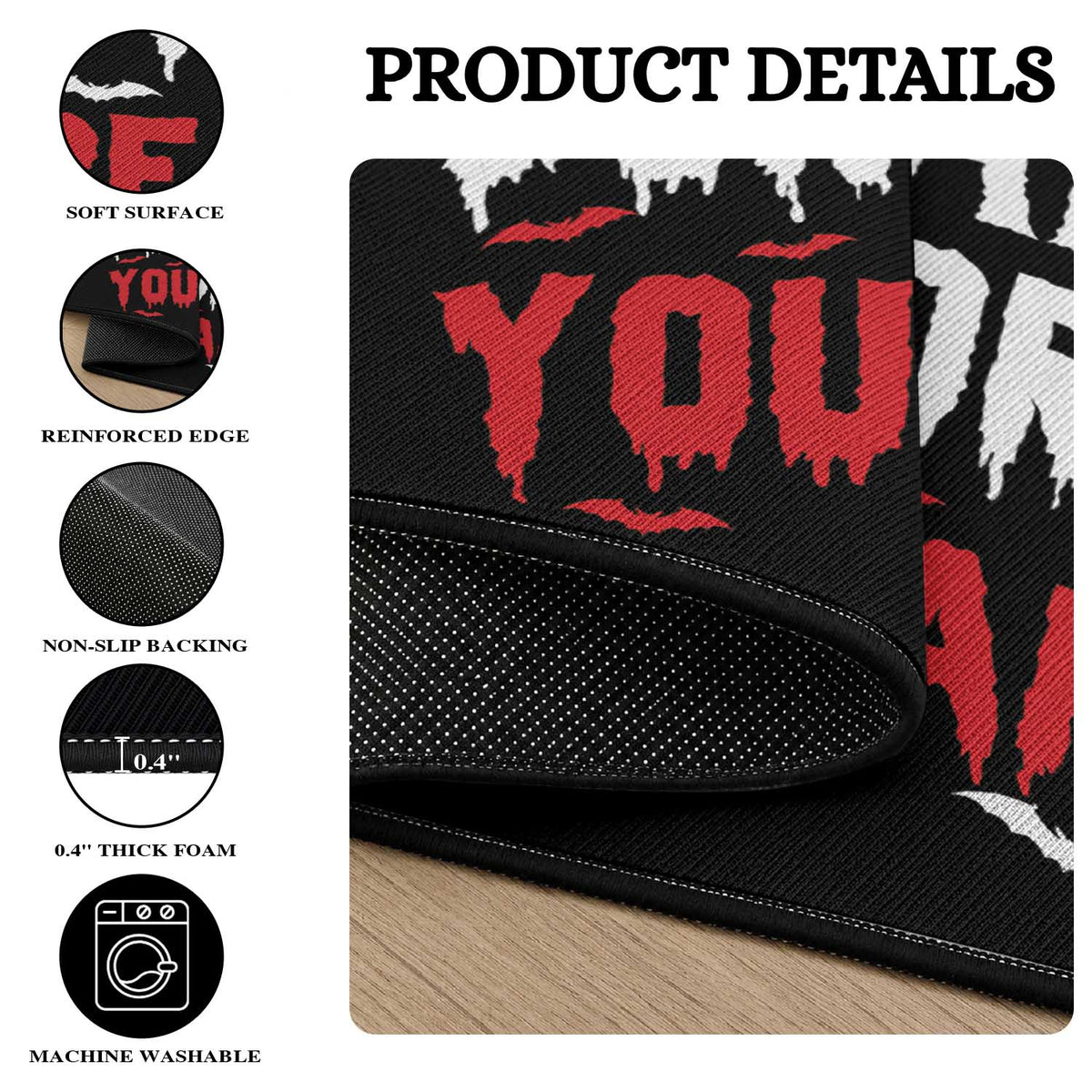 Zombies Eat Brains Dont Worry You Are Safe Round Rug Funny Zombie Joke
