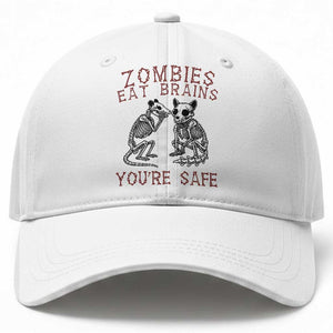 Funny Opossum Raccoon Skeleton Baseball Cap Zombies Eat Brains Dont Worry You Are Safe TS12 Print Your Wear