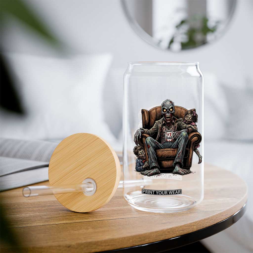 Funny #1 Dad Zombie Horror Glass Can Halloween Family Father Gift