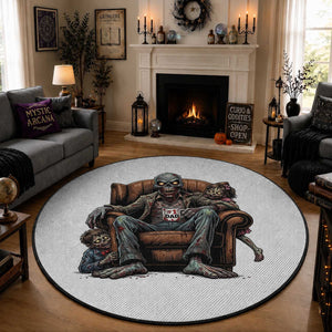 Funny #1 Dad Zombie Horror Round Rug Halloween Family Father Gift