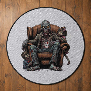 Funny #1 Dad Zombie Horror Round Rug Halloween Family Father Gift