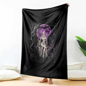 Mystical Ghost Girl Halloween Throw Blanket Gothic Purple Moon Haunted Castle Art TS12 Print Your Wear