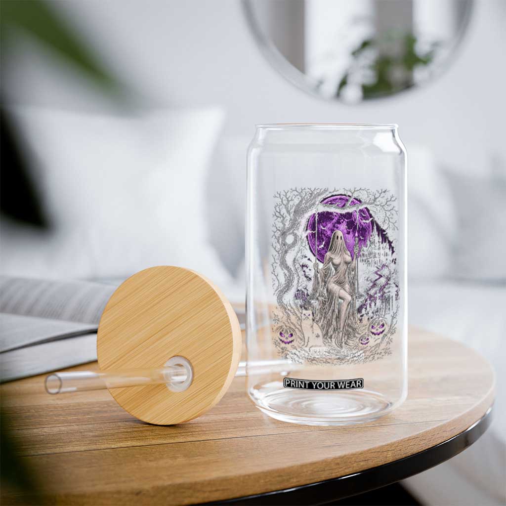 Mystical Ghost Girl Halloween Glass Can Gothic Purple Moon Haunted Castle Art TS12 Print Your Wear