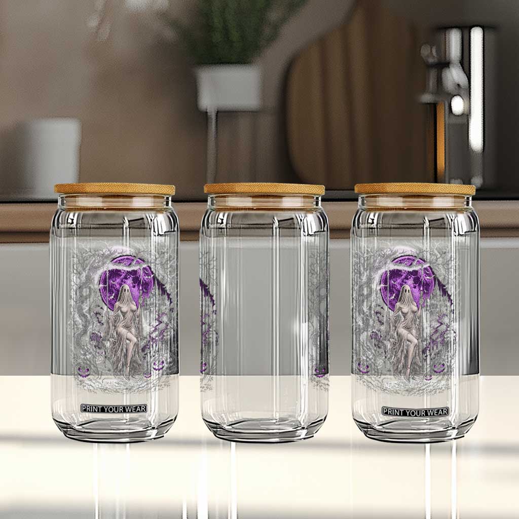Mystical Ghost Girl Halloween Glass Can Gothic Purple Moon Haunted Castle Art TS12 Print Your Wear