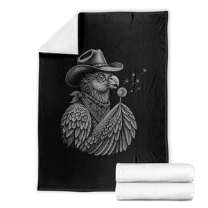 Funny Cowboy Hoatzin Throw Blanket Blowing Dandelion Western Bird Gift TS12 Black Print Your Wear