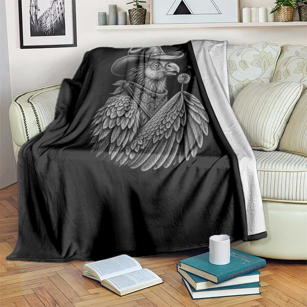 Funny Cowboy Hoatzin Throw Blanket Blowing Dandelion Western Bird Gift TS12 Print Your Wear