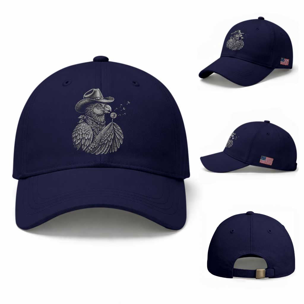Funny Cowboy Hoatzin Baseball Cap Blowing Dandelion Western Bird Gift TS12 Baseball Cap Universal Fit Dark Blue Print Your Wear