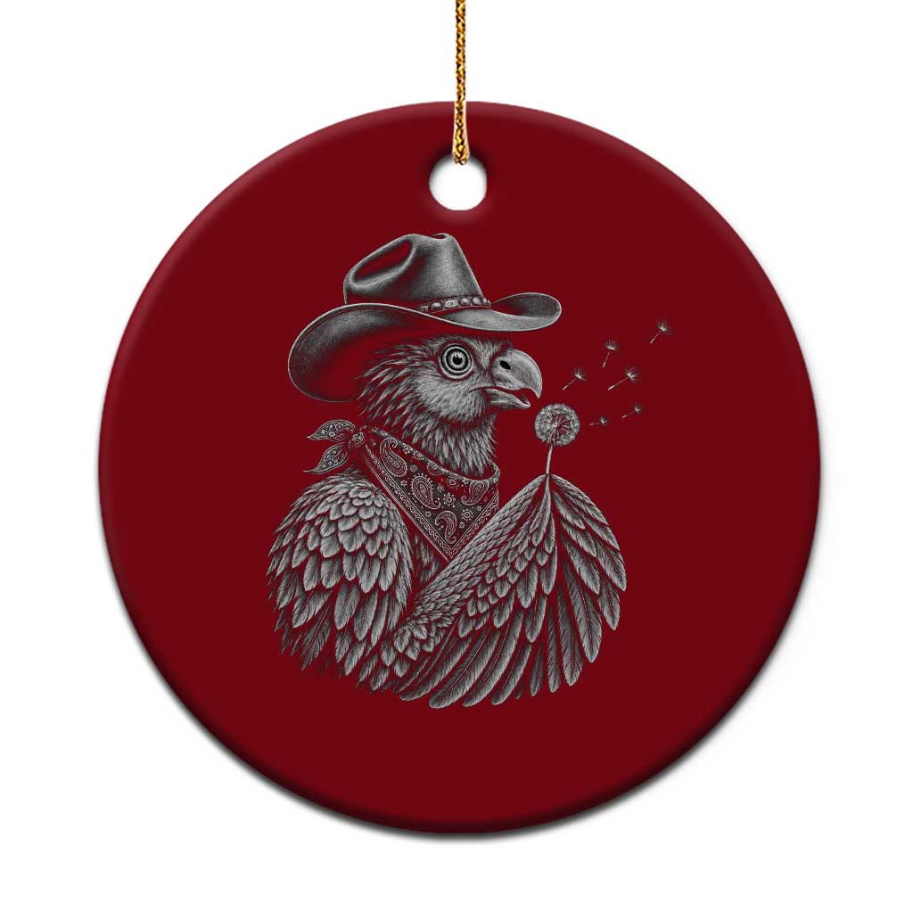 Funny Cowboy Hoatzin Ceramic Ornament Blowing Dandelion Western Bird Gift TS12 1pc Red Print Your Wear
