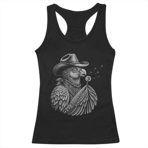 Funny Cowboy Hoatzin Racerback Tank Top Blowing Dandelion Western Bird Gift TS12 Black Print Your Wear