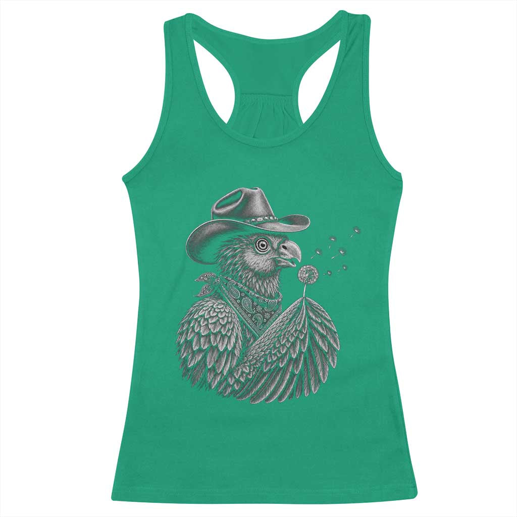 Funny Cowboy Hoatzin Racerback Tank Top Blowing Dandelion Western Bird Gift TS12 Irish Green Print Your Wear