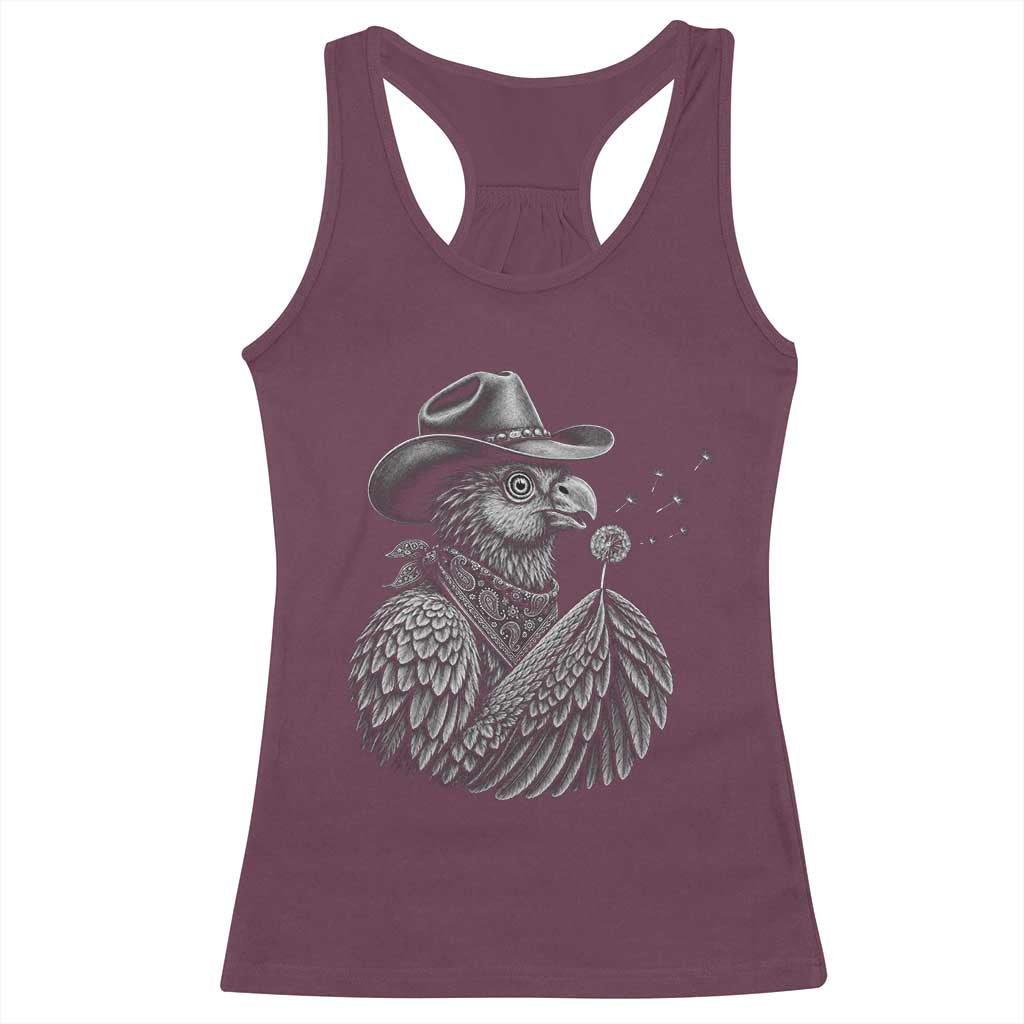 Funny Cowboy Hoatzin Racerback Tank Top Blowing Dandelion Western Bird Gift TS12 Maroon Print Your Wear