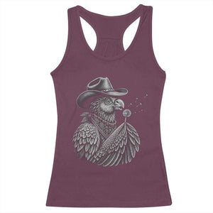 Funny Cowboy Hoatzin Racerback Tank Top Blowing Dandelion Western Bird Gift TS12 Maroon Print Your Wear