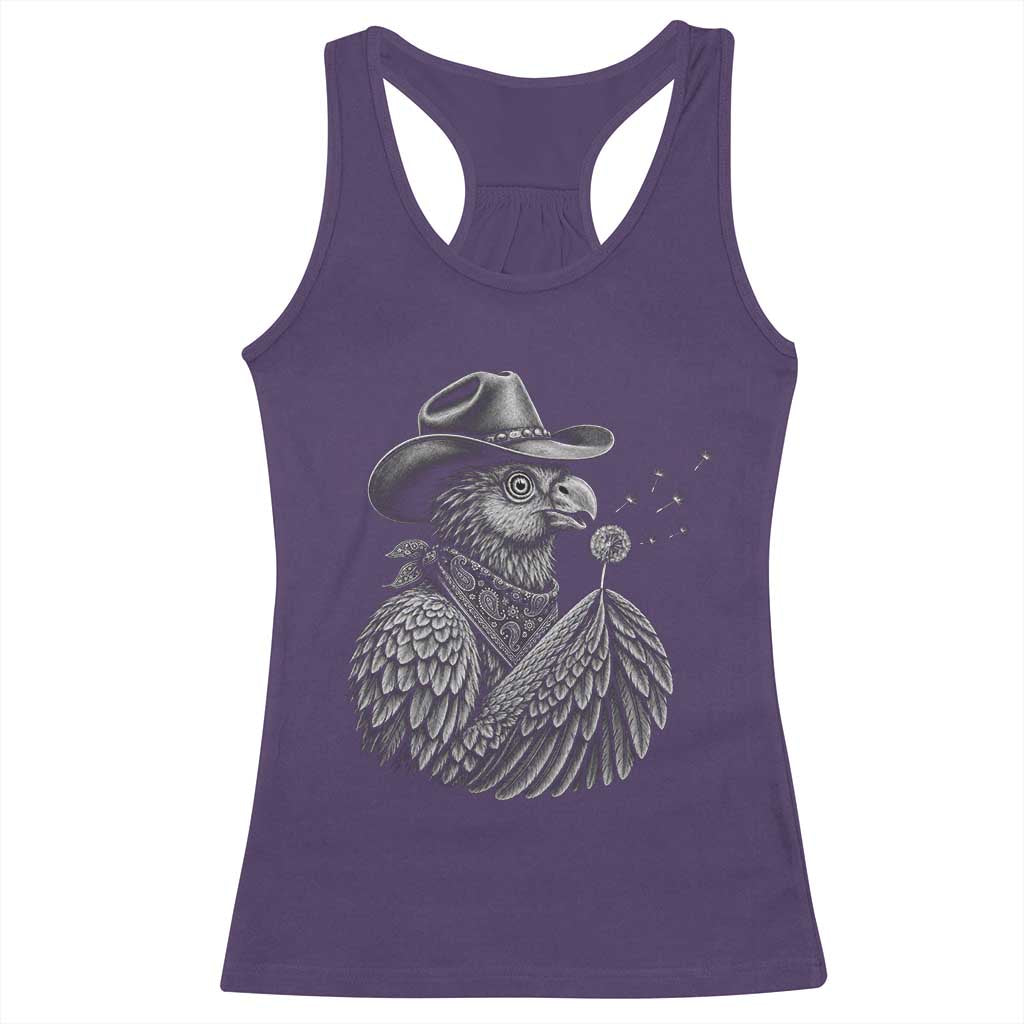 Funny Cowboy Hoatzin Racerback Tank Top Blowing Dandelion Western Bird Gift TS12 Purple Print Your Wear