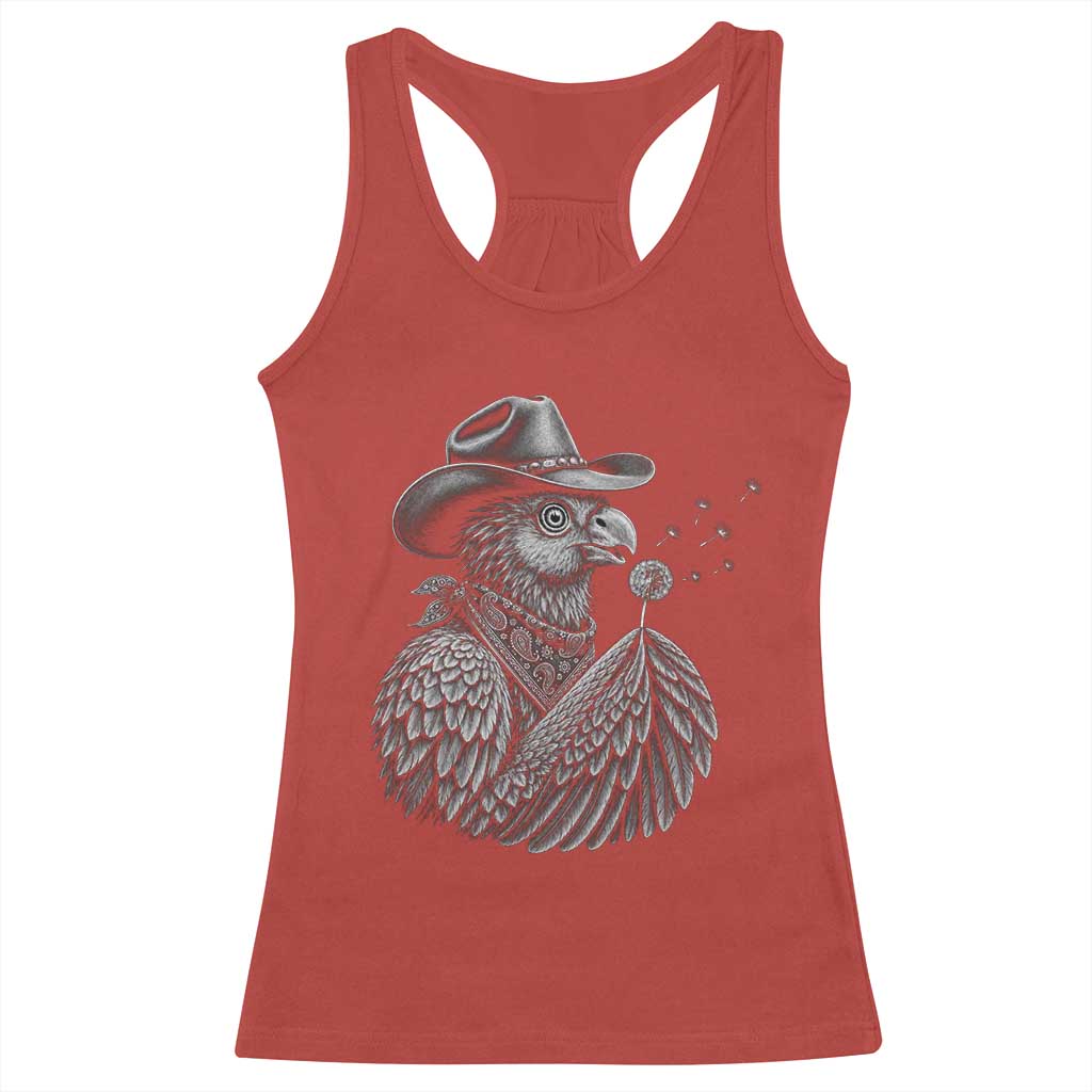 Funny Cowboy Hoatzin Racerback Tank Top Blowing Dandelion Western Bird Gift TS12 Red Print Your Wear