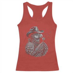 Funny Cowboy Hoatzin Racerback Tank Top Blowing Dandelion Western Bird Gift TS12 Red Print Your Wear