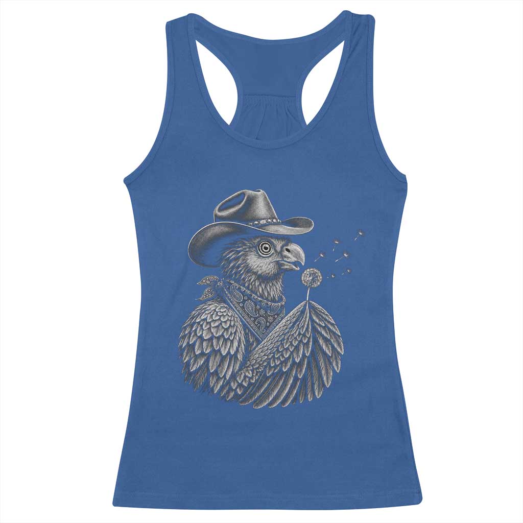 Funny Cowboy Hoatzin Racerback Tank Top Blowing Dandelion Western Bird Gift TS12 Royal Blue Print Your Wear