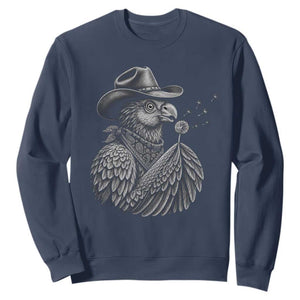 Funny Cowboy Hoatzin Sweatshirt Blowing Dandelion Western Bird Gift TS12 Navy Print Your Wear